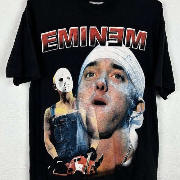 00s Vintage Eminem Slim Shady Chainsaw Rap 2001 Rare T-shirt - Picture 1 of 1
